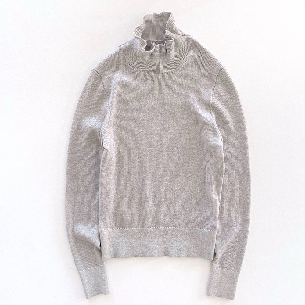 J. Crew Metallic Merino Wool Ruffleneck Sweater Size Medium